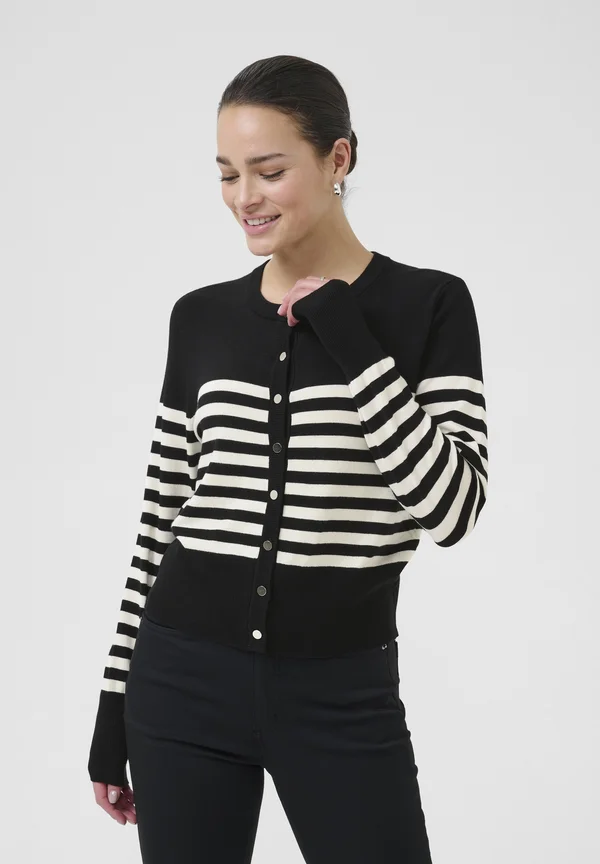 Strickjacke - black turtledove half stripe