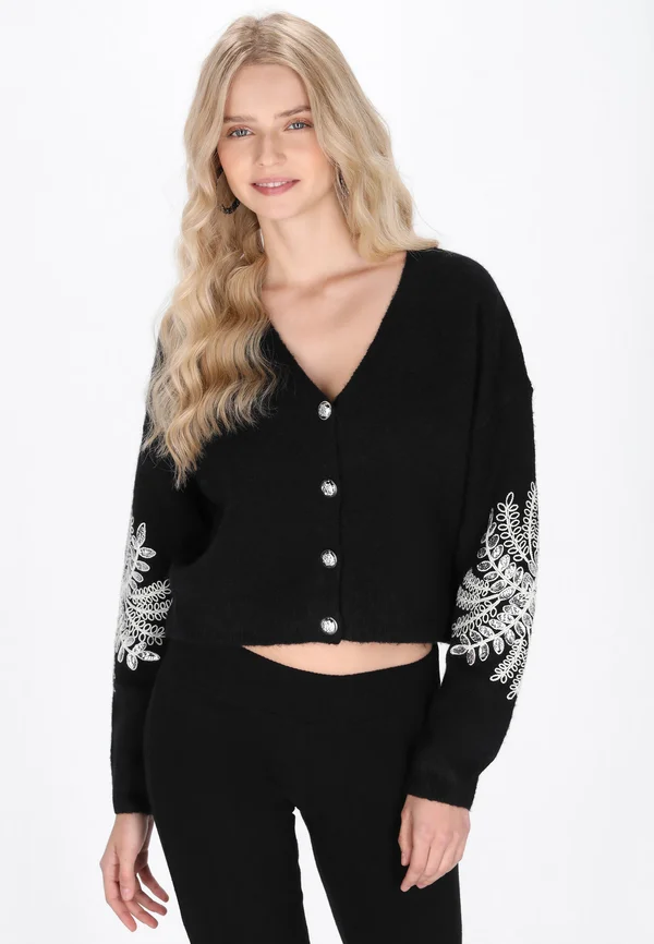 Strickjacke - black white