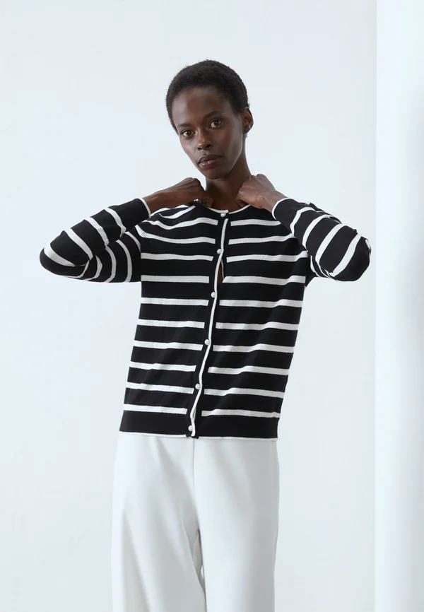 Strickjacke - black/off-white