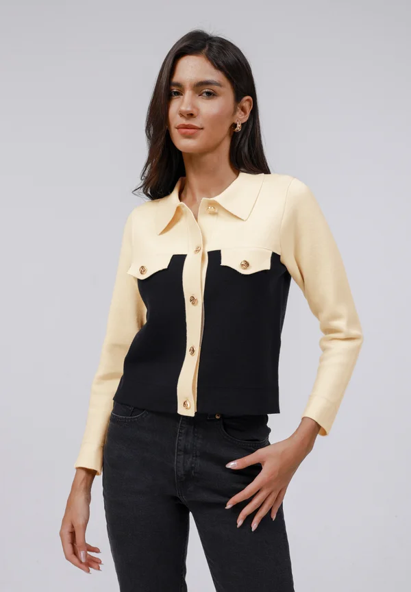 Strickjacke - black/off-white