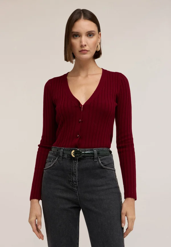 Strickjacke - bordeaux