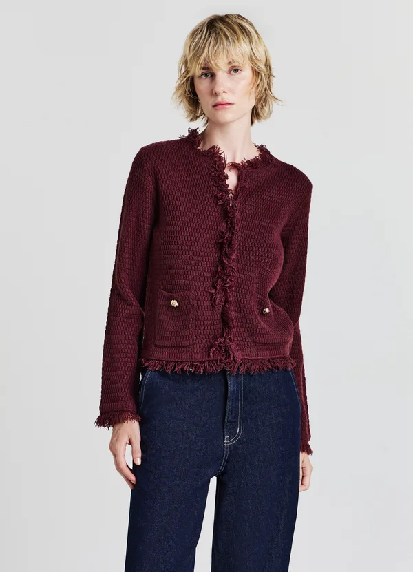 Strickjacke - bordeaux