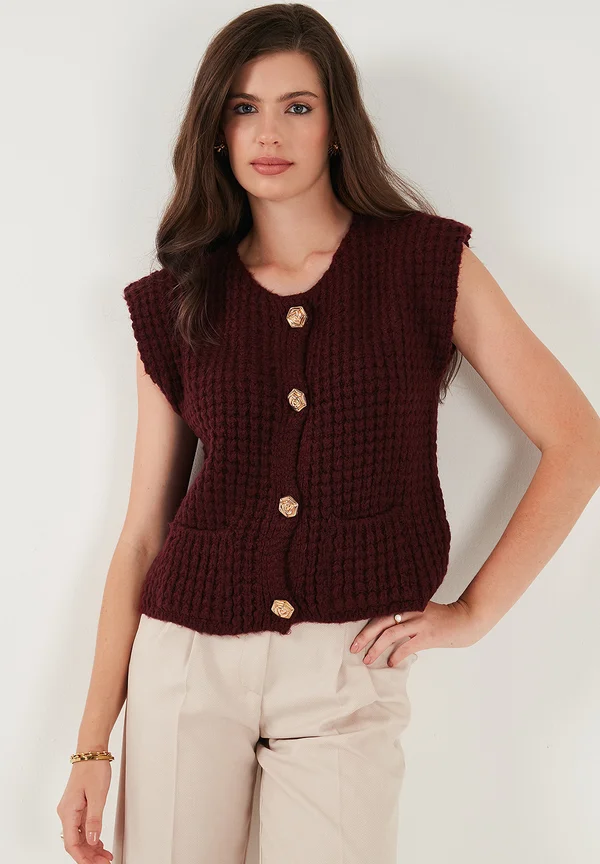 Strickjacke - bordeaux