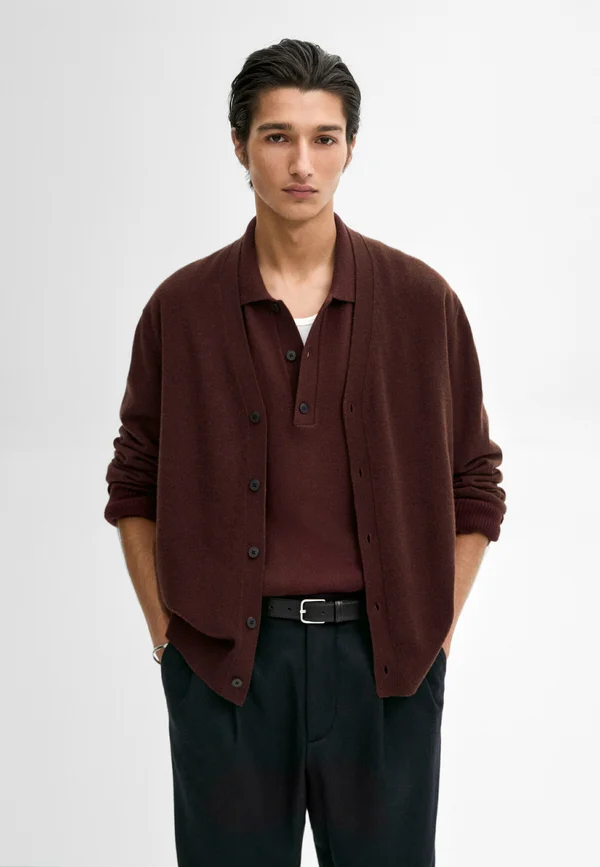 Strickjacke - bordeaux