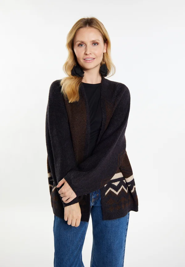 Strickjacke - braun mehrfarbig