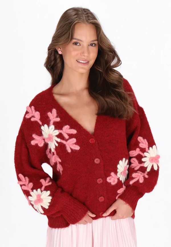 Strickjacke - burgundy