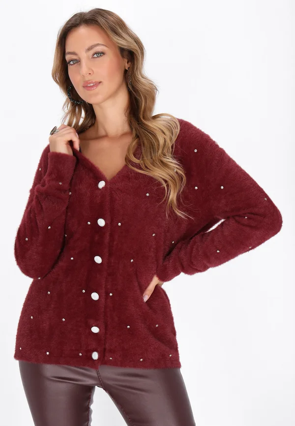 Strickjacke - burgundy
