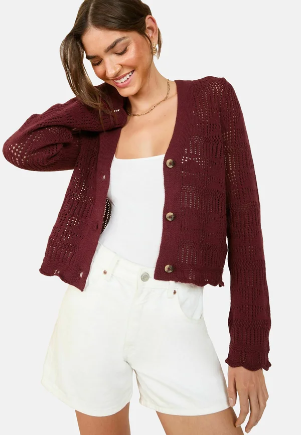 Strickjacke - burgundy