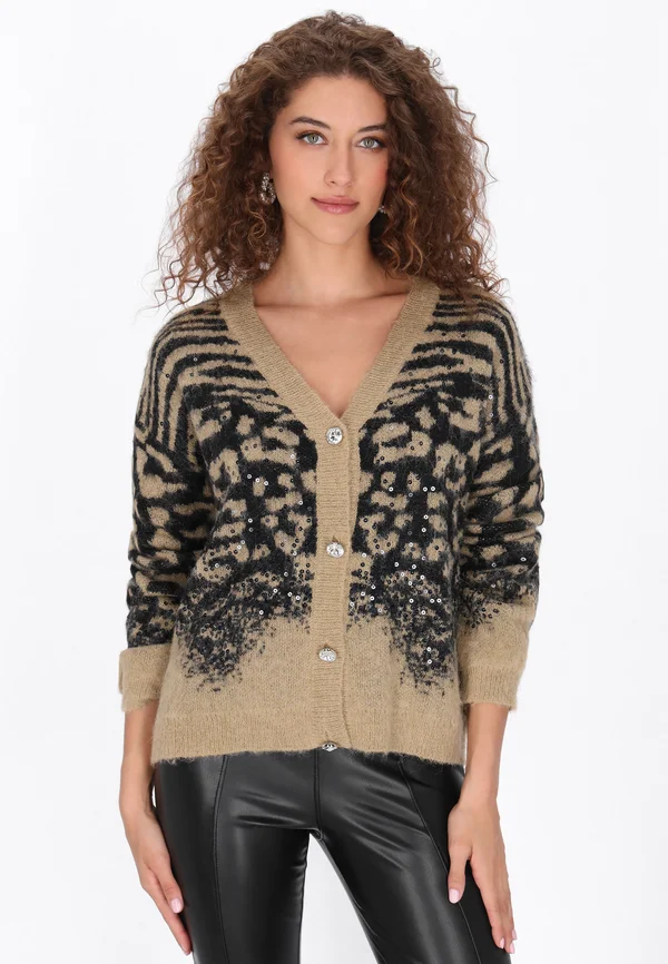 Strickjacke - camel black