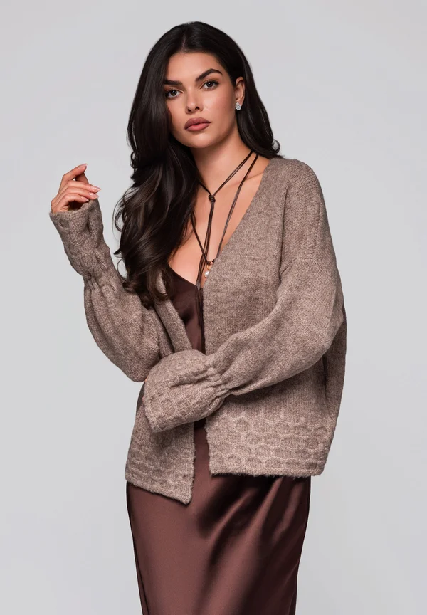 Strickjacke - dark beige