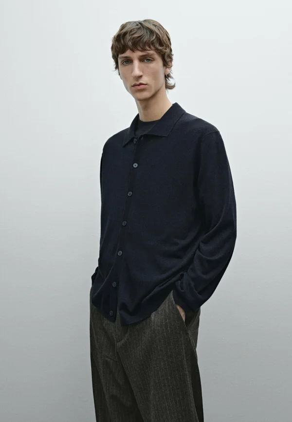 Strickjacke - dark blue denim