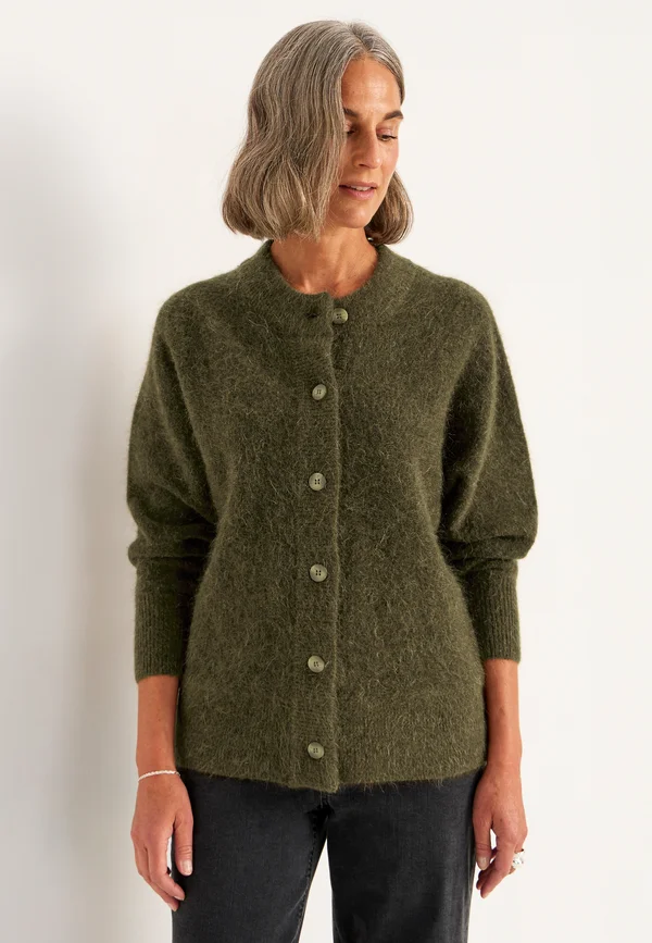 Strickjacke - dark green melange