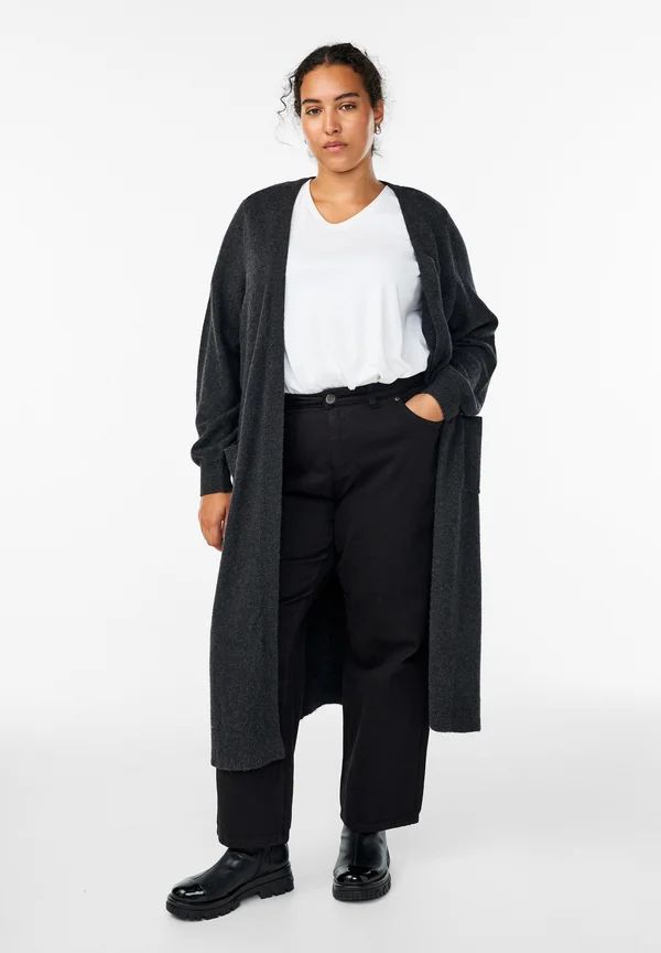 Strickjacke - dark grey melange