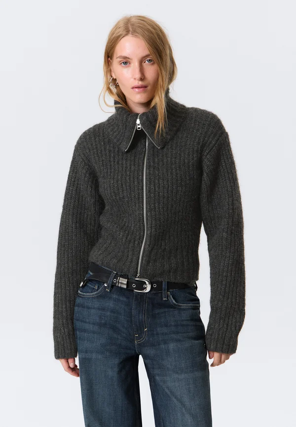 Strickjacke - dark grey melange