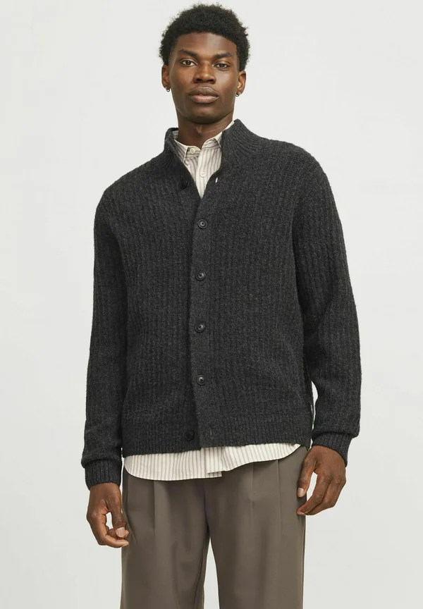 Strickjacke - dark grey melange