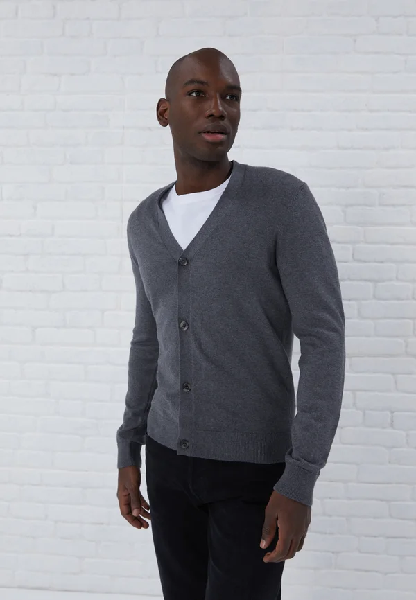 Strickjacke - dark grey melange