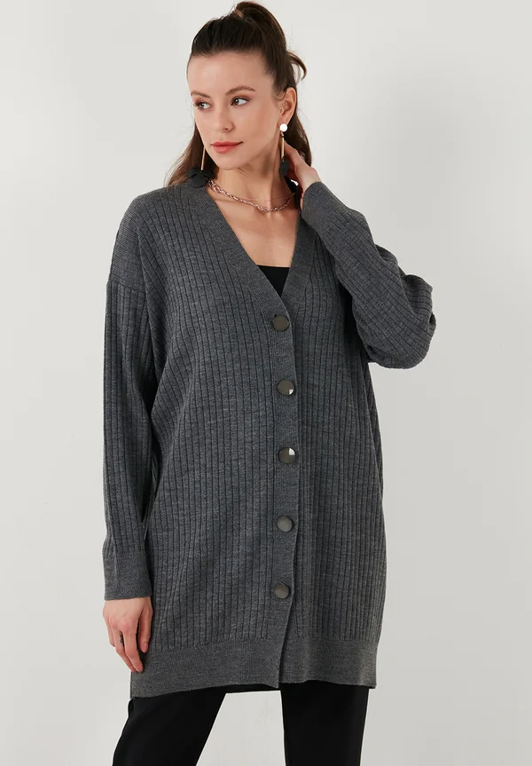 Strickjacke - dark grey