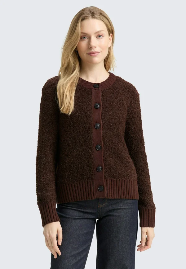 Strickjacke - dark pecan brown melange