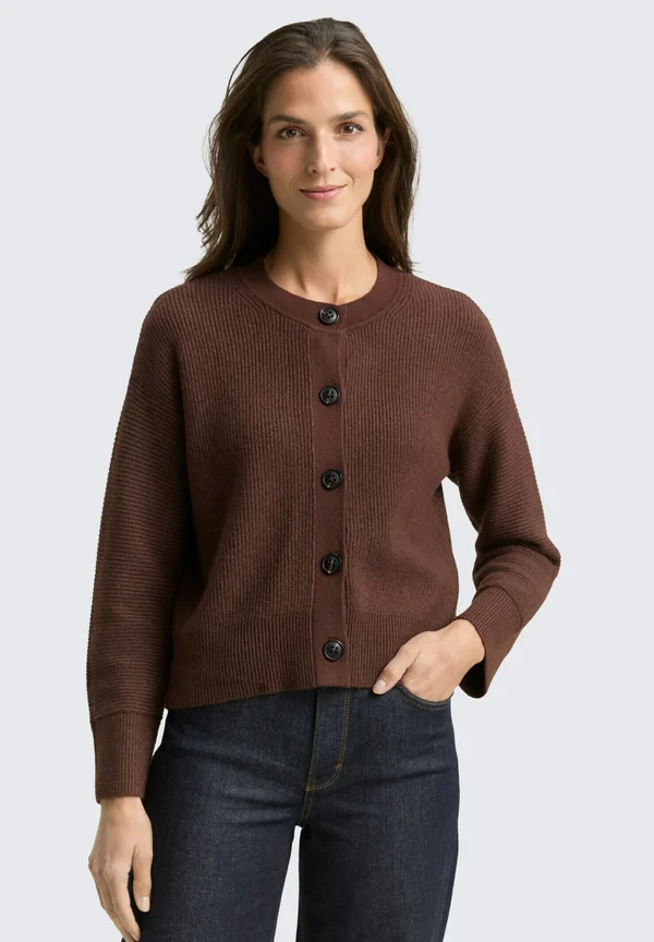 Strickjacke - dark pecan brown melange