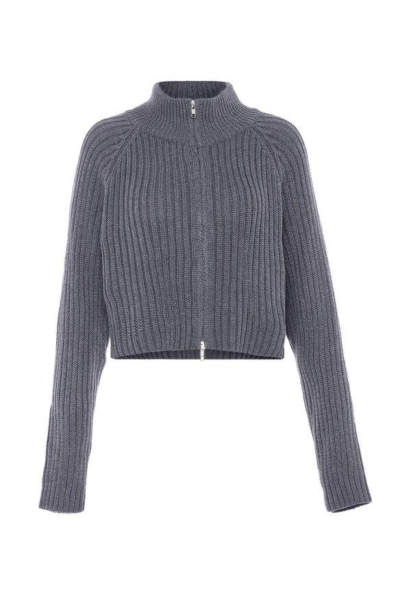 Strickjacke - dunkelgrau melange