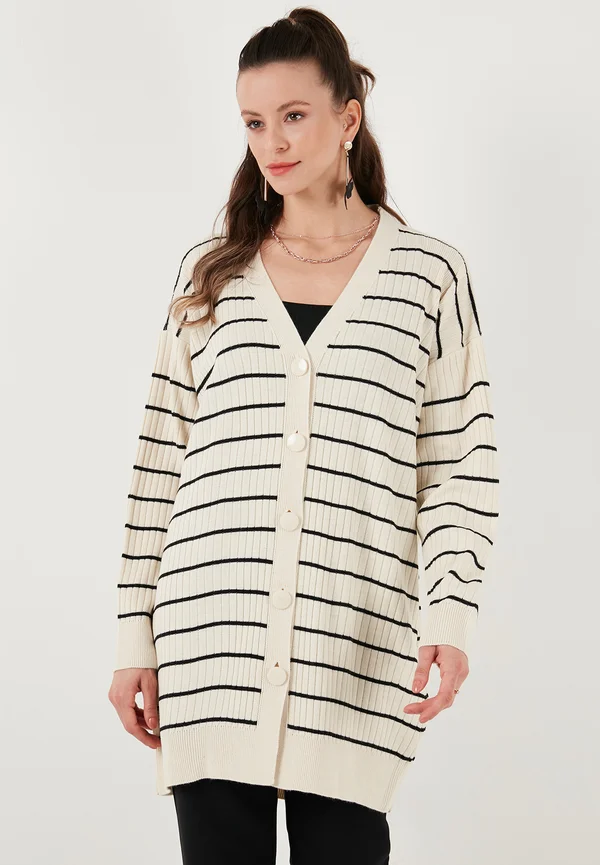 Strickjacke - ecru black