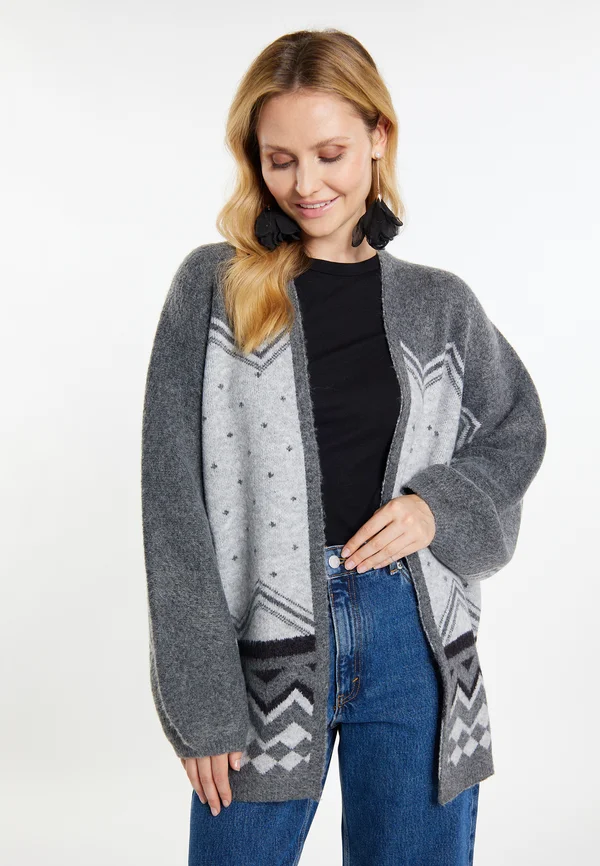 Strickjacke - grau mehrfarbig