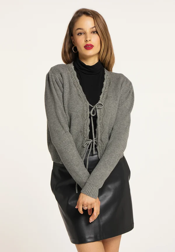 Strickjacke - grau melange