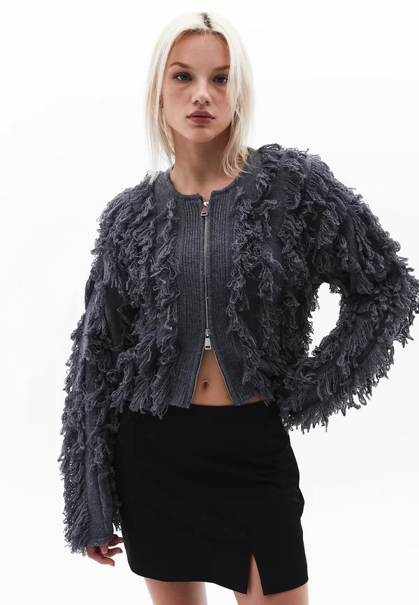 Strickjacke - gray pinstripe melange