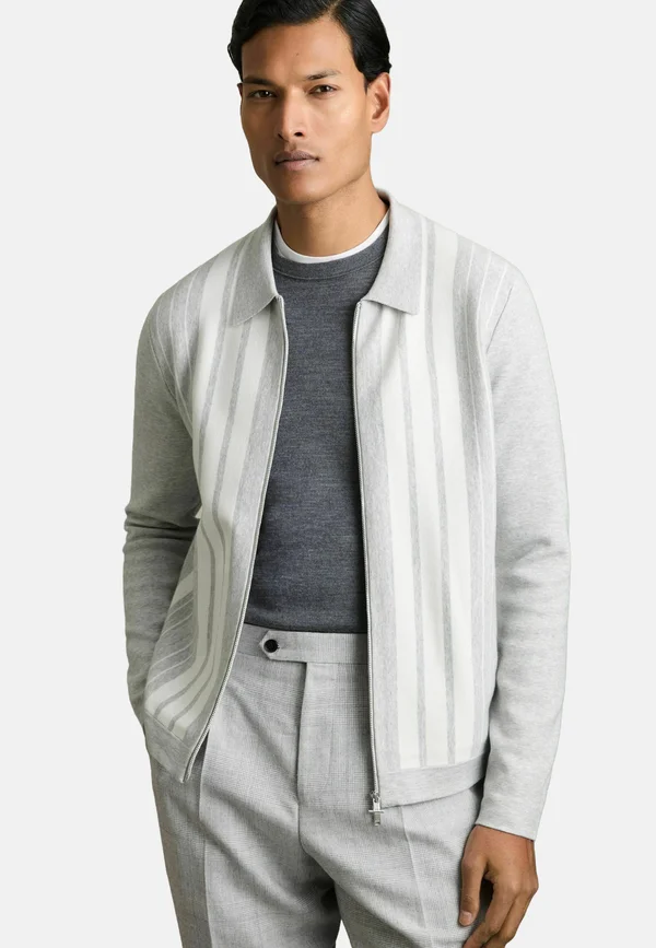 Strickjacke - grey melange white