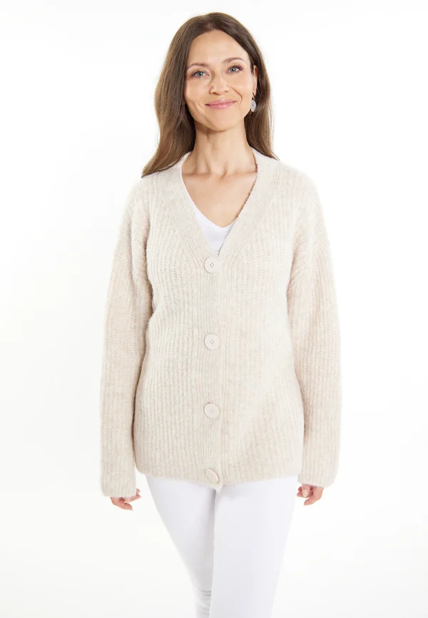 Strickjacke - hellbeige melange