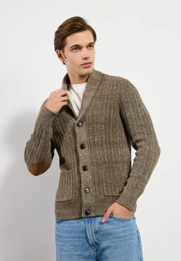 Strickjacke - khaki melange