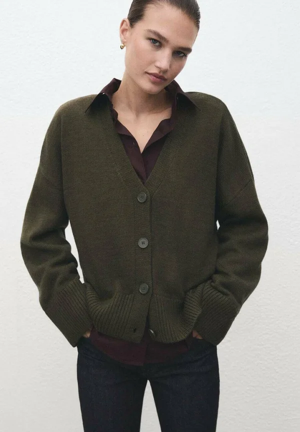 Strickjacke - khaki