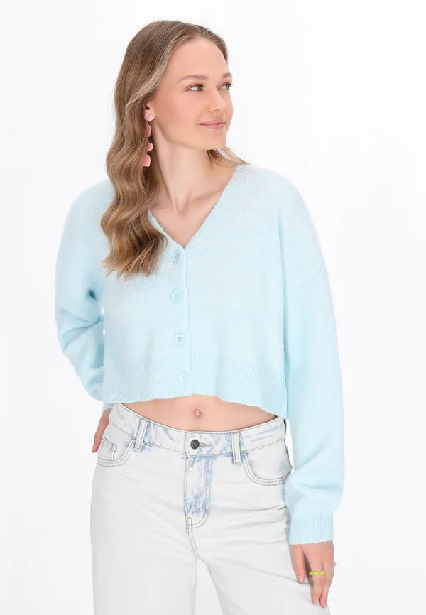 Strickjacke - light blue melange