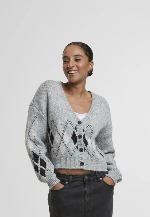 Strickjacke - light grey melange