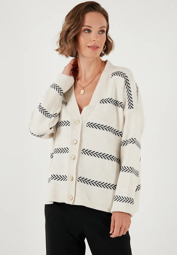 Strickjacke - light stone black