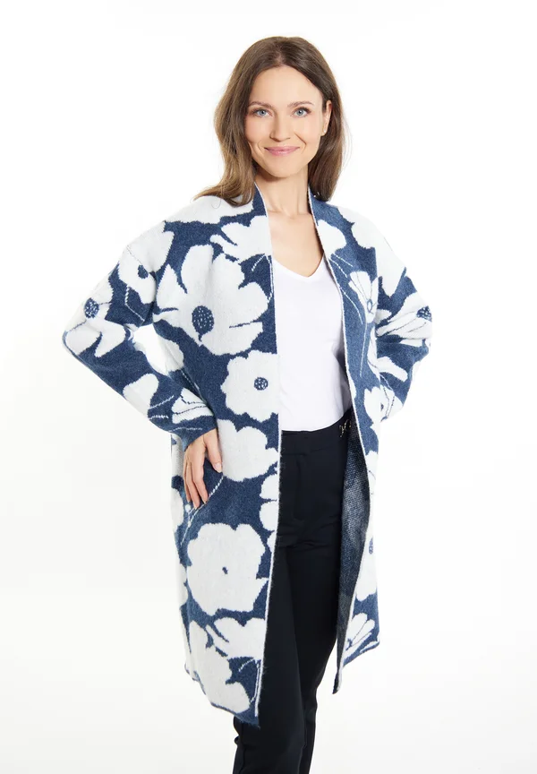 Strickjacke - marine weiss