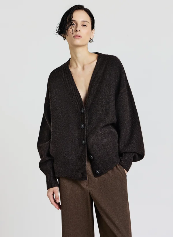 Strickjacke - marrone scuro melange