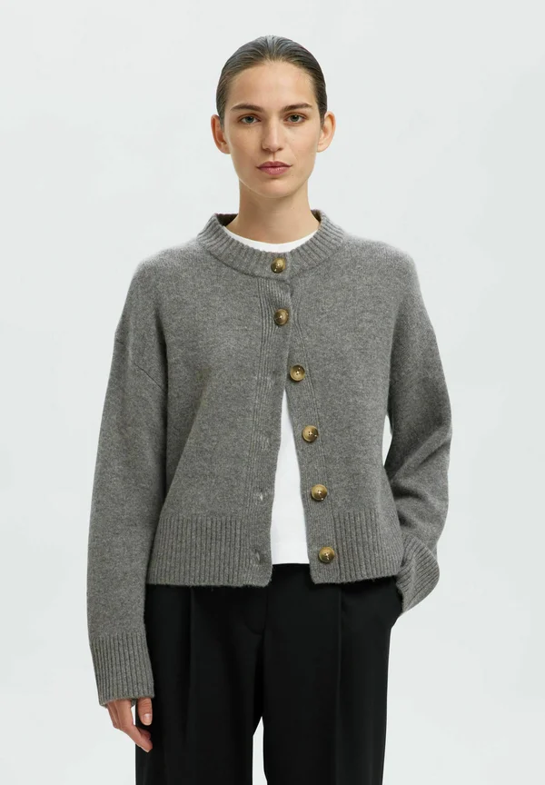 Strickjacke - medium grey melange