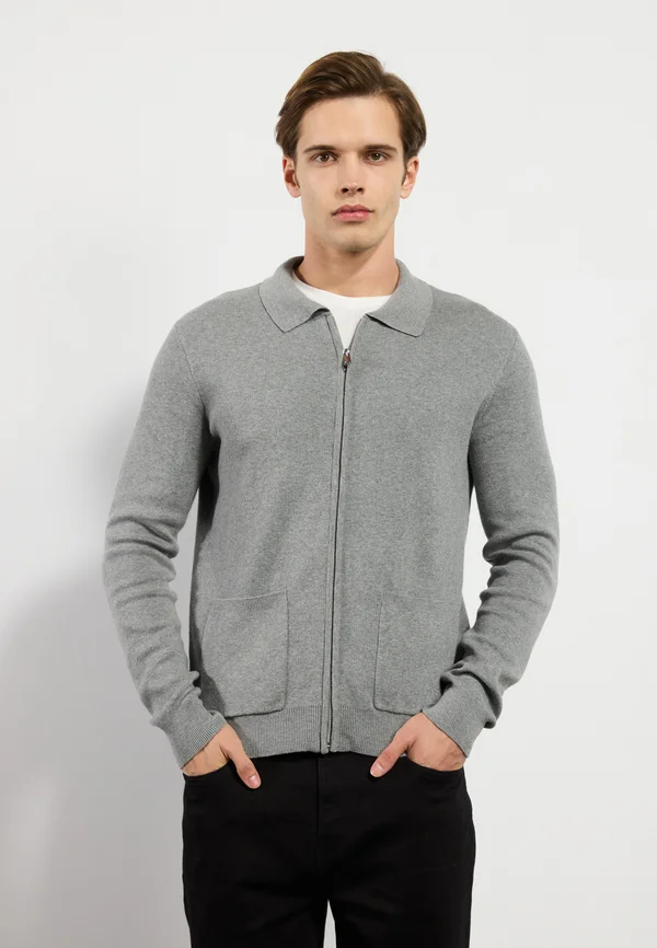 Strickjacke - mid grey melange