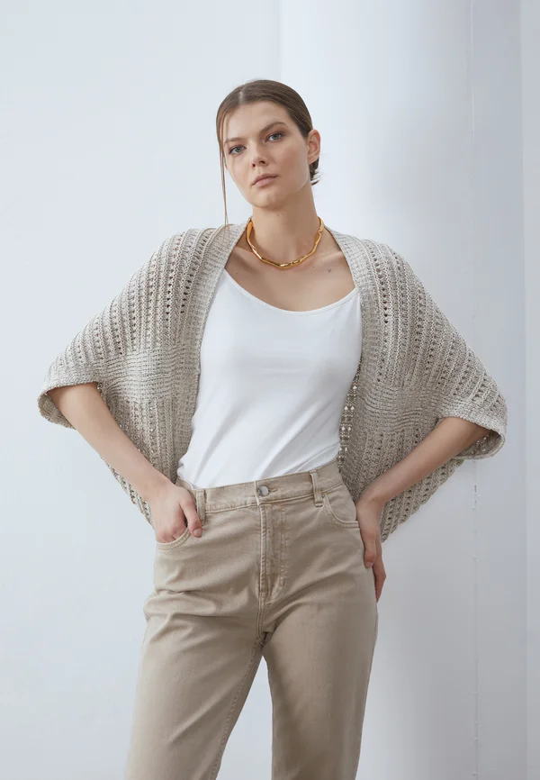 Strickjacke - mottled beige