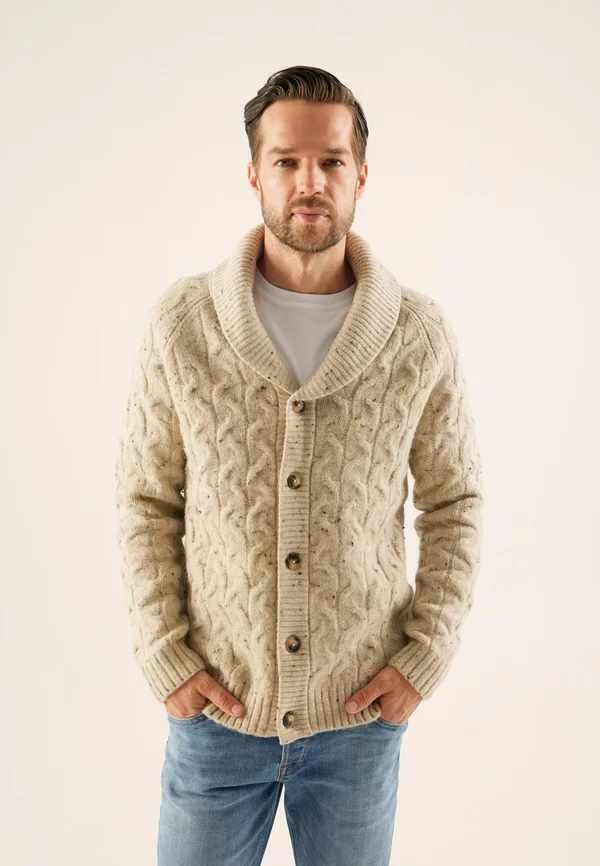 Strickjacke - mottled beige