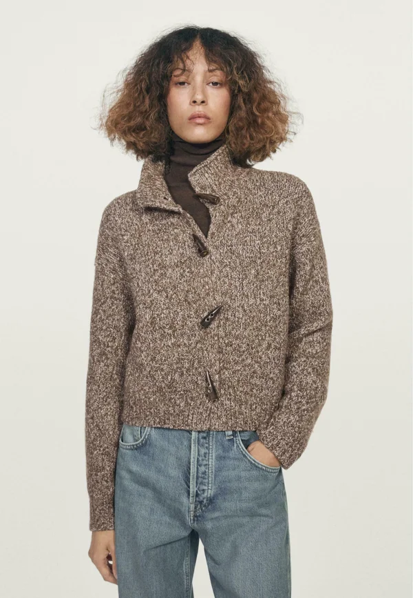 Strickjacke - mottled dark brown