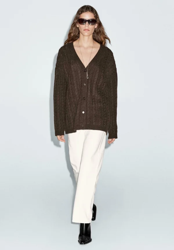 Strickjacke - mottled dark brown