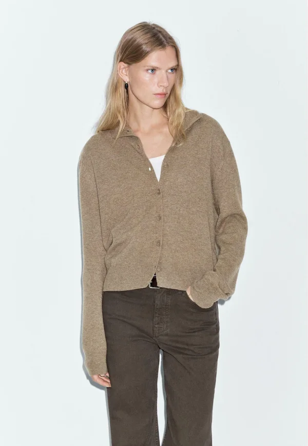 Strickjacke - mottled green