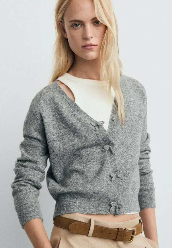Strickjacke - mottled grey