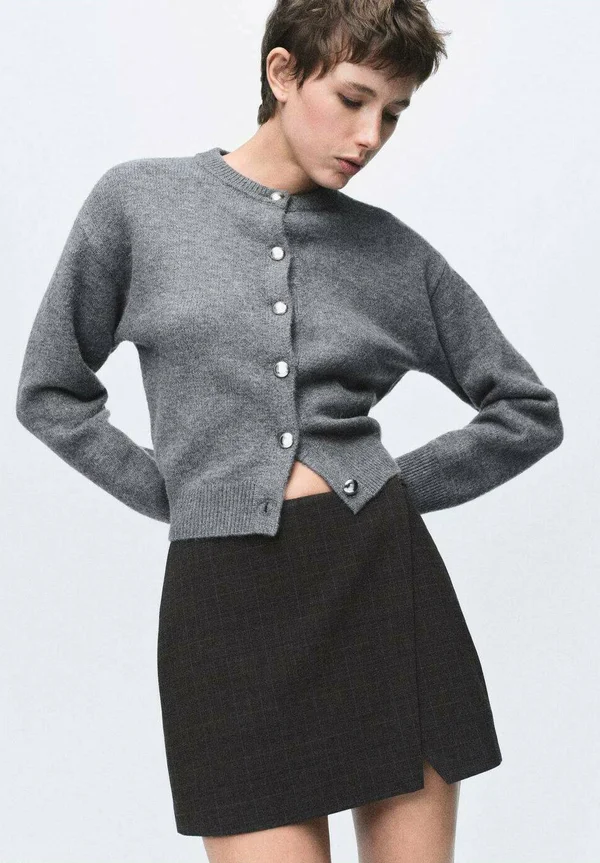 Strickjacke - mottled grey