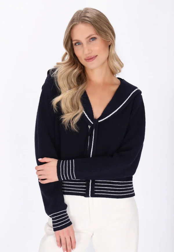 Strickjacke - navy offwhite