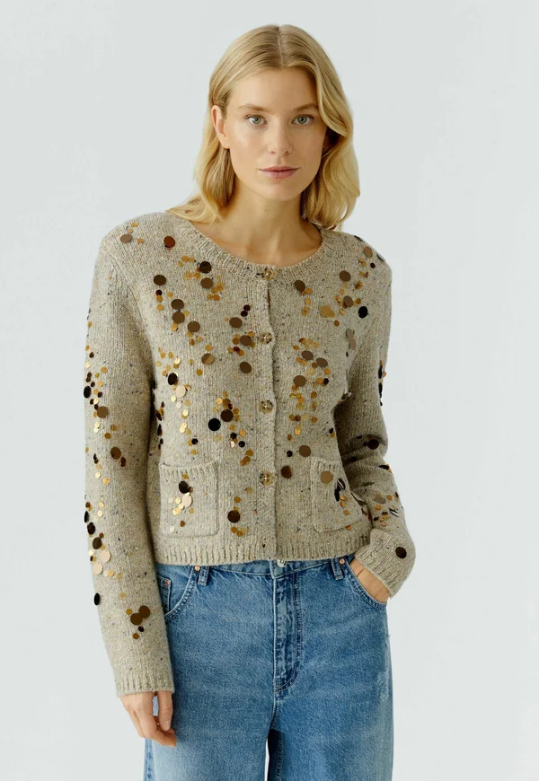 Strickjacke - offwhite camel