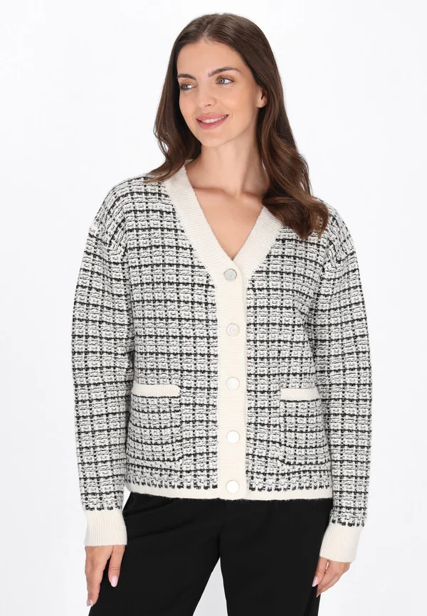 Strickjacke - offwhite check