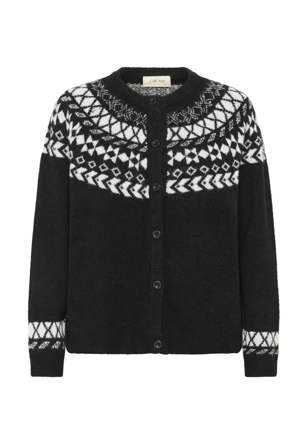 Strickjacke - pitch black w  white jaquard